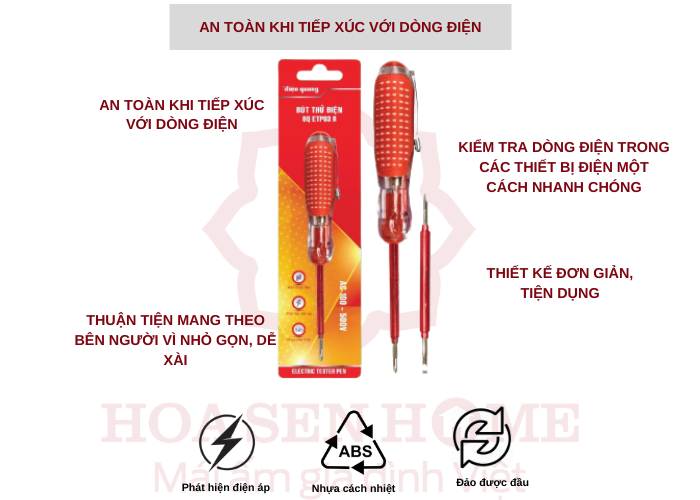 Bút thử điện ETP03 R (2 đầu vít, 160 mm, màu đỏ)