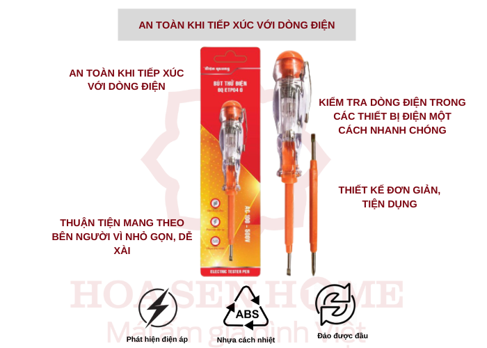 Bút thử điện ETP04 O (2 đầu vít, 160 mm, màu cam)