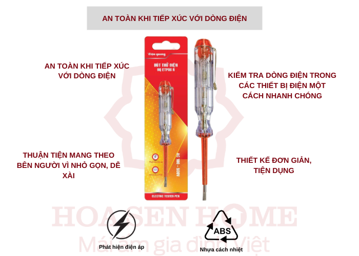 Bút thử điện ETP06 R (Đầu vít dẹp,140 mm, màu đỏ)