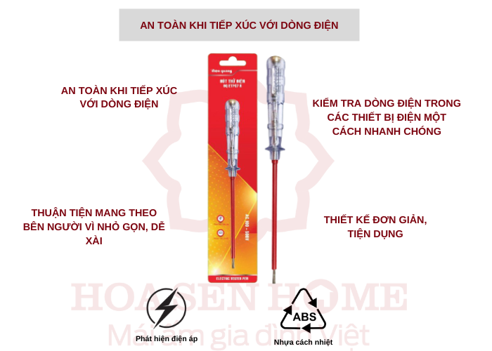 Bút thử điện ETP07 R (Đầu vít dẹp, 215 mm, màu đỏ)