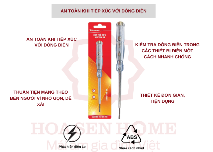 Bút thử điện ETP08 GR (Đầu vít dẹp, 190 mm, màu xám trong)