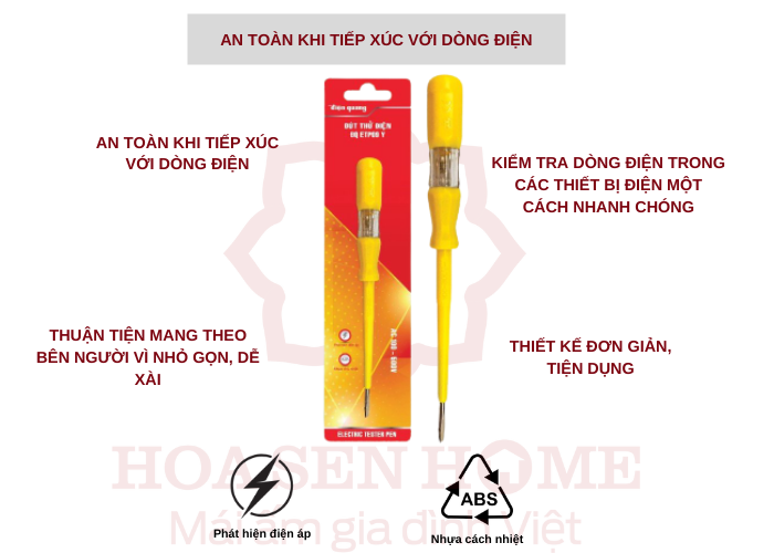 Bút thử điện ETP09 Y (Đầu vít dẹp, 185 mm, màu vàng)