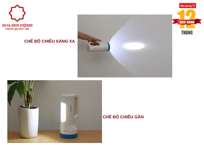 Đèn Pin LED PFL06 R WY (Pin sạc, Trắng-Vàng)