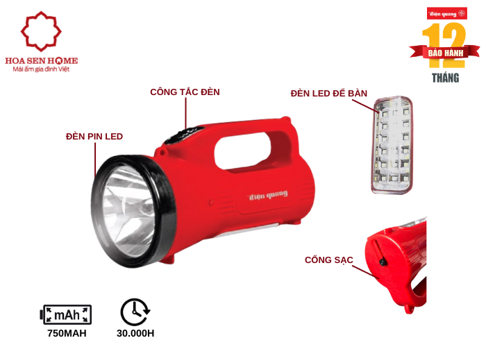 Đèn Pin LED PFL07 R RBL (Pin sạc, Đỏ-Đen)