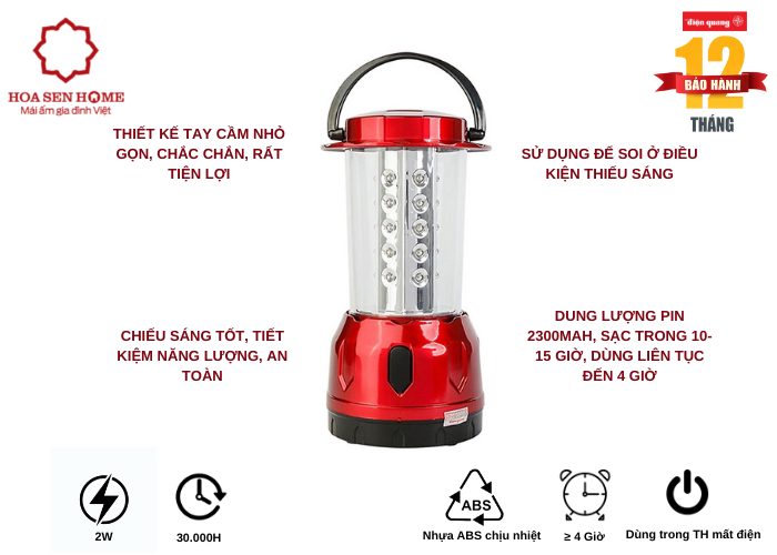Đèn sạc Led PRL01 02765 (2w, daylight, cầm tay)