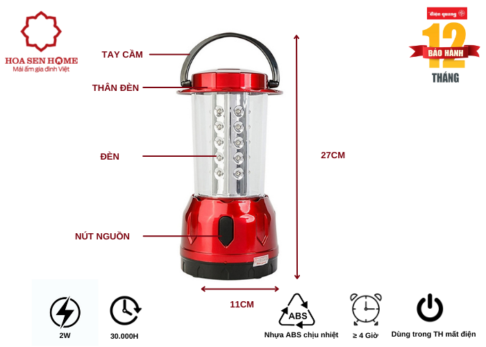 Đèn sạc Led PRL01 02765 (2w, daylight, cầm tay)