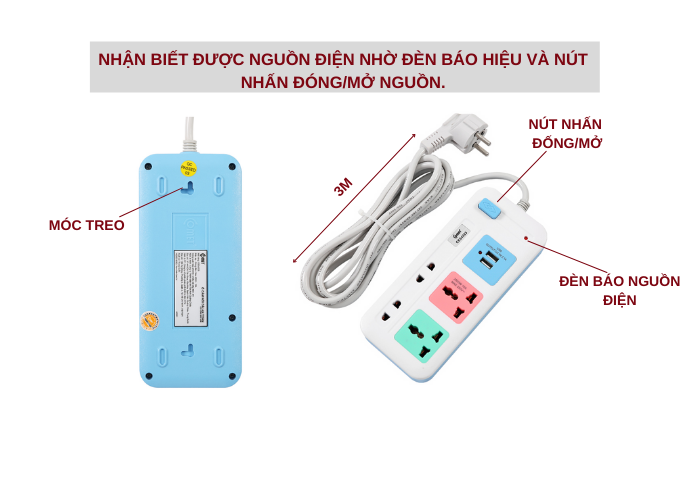 Ổ cắm nối dài an toàn COMET CES422 dây 3m