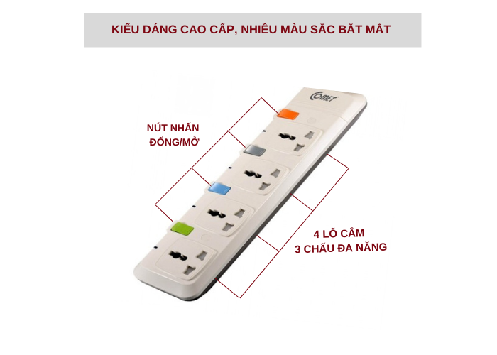 Ổ cắm nối dài an toàn COMET CESG240 dây 5m
