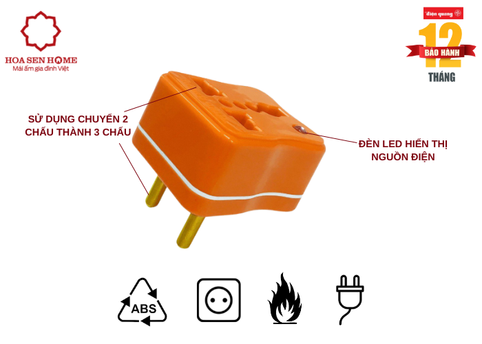 Phích cắm chuyển UA2A OBW ( màu cam viền trắng)