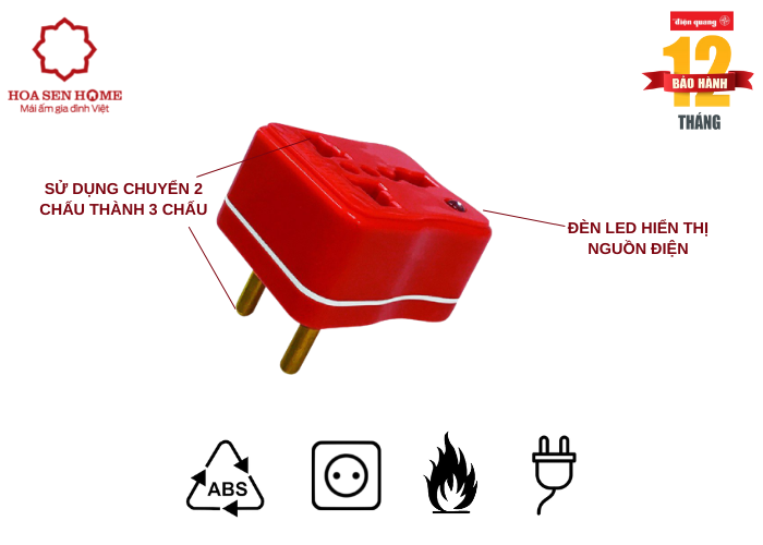 Phích cắm chuyển UA2A RBW (màu đỏ viền trắng)