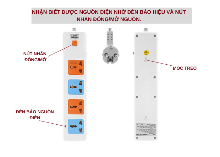 Ổ cắm nối dài an toàn COMET CES1040 dây 5m